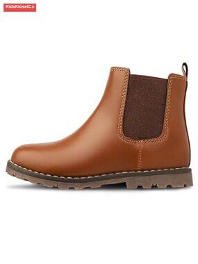 Girls Ankle Boots Low Heel Faux Leather Pull-On Dress Boots